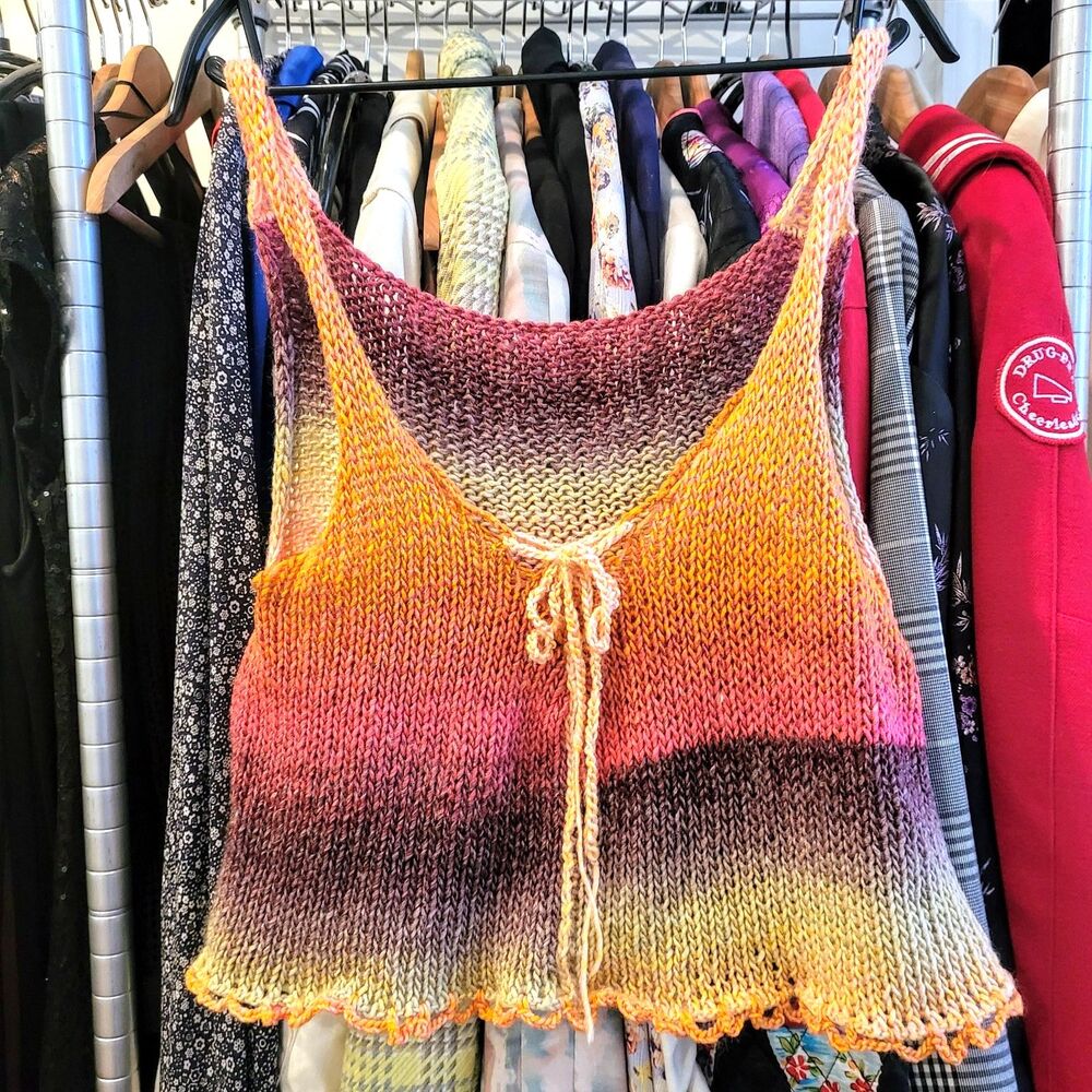 Handmade Sweater Tank Top Camisole Vest Sunset Colorful Large